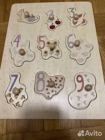 Деревяный пазл-рамка цифры Zara kids как новый