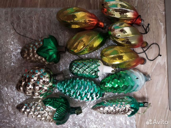 Елочные игрушки СССР шишка, виноград
