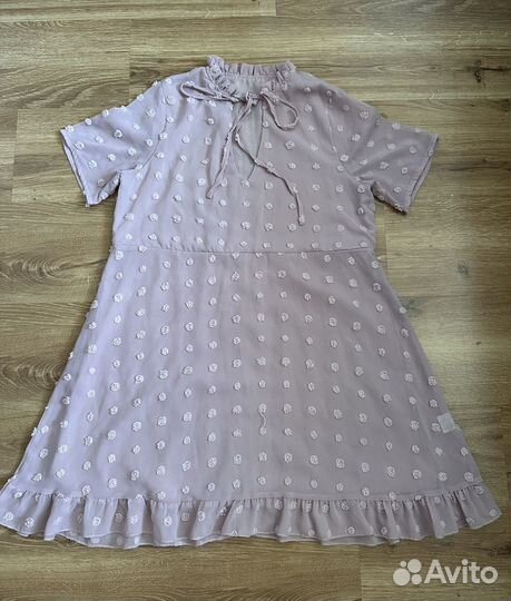 Летнее розовое платье M