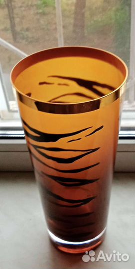 Ваза, 25 см, цветное стекло с золотой окантовкой