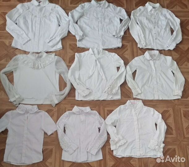 Блузки рубашки белые 7-14лет