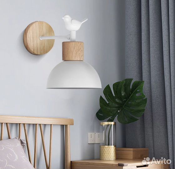 Светильник настенный бра белое Птичка