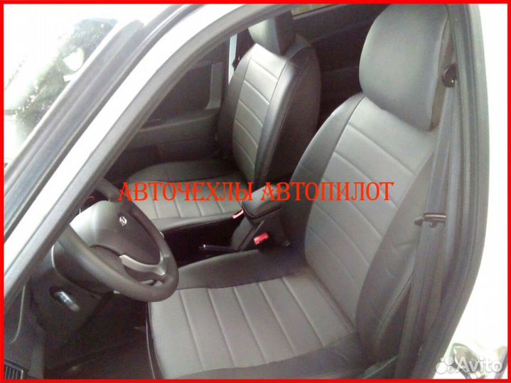 Чехлы Автопилот LADA Priora из экокожи чёрно-серые