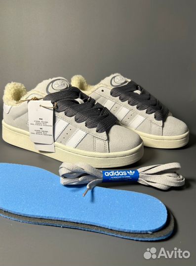 Кроссовки Adidas Campus Grey с мехом