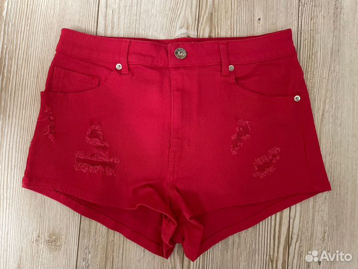 H&M Шорты джинс с порезами малиновые EUR 38 S/M