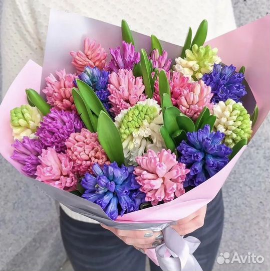 Букет из разноцветных гиацинтов 15 шт