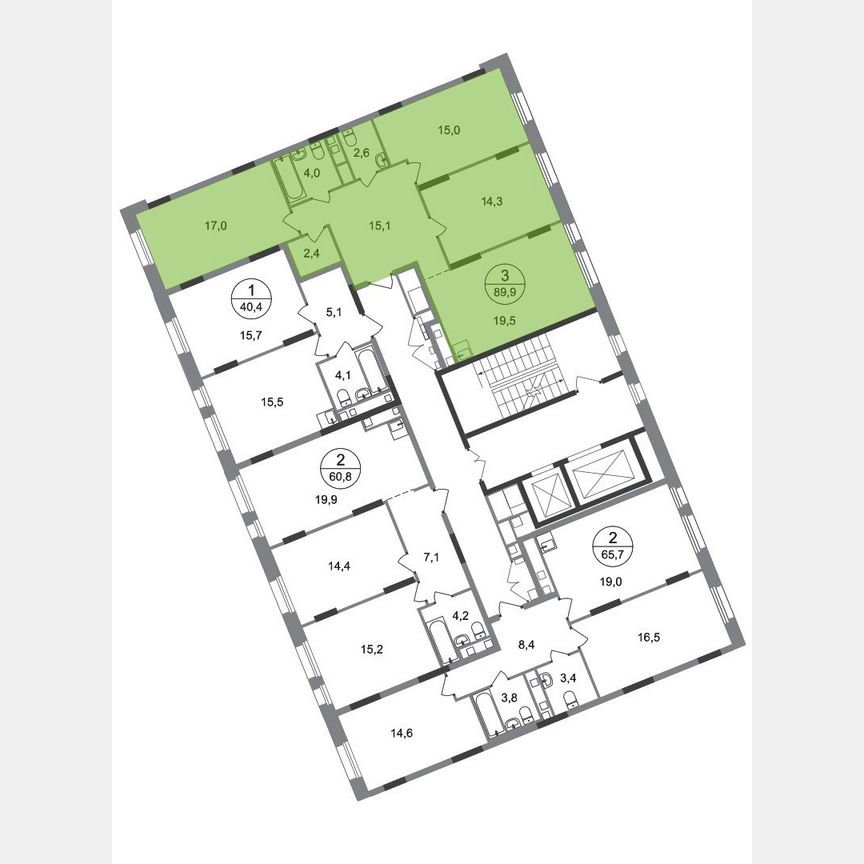3-к. квартира, 89,9 м², 7/17 эт.