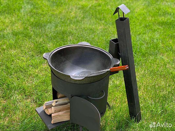 Печь (очаг) для казана на 8 литров с дымоходом