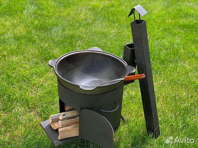 Печь (очаг) для казана на 8 литров с дымоходом