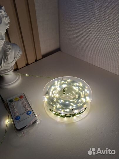 Гирлянда роса 100 метров на зеленом проводе