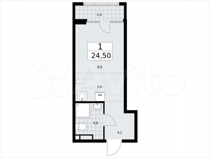 Квартира-студия, 24,5 м², 8/16 эт.
