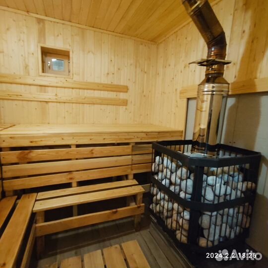 Домашняя баня на дровах с беседкой и мангалом