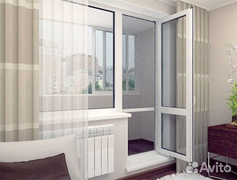 Балконный пластиковый блок с дверью