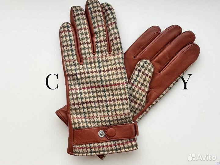Мужские кожаные перчатки коричневые