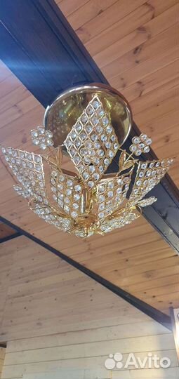 Люстра богем нат.золото + полка и зеркало