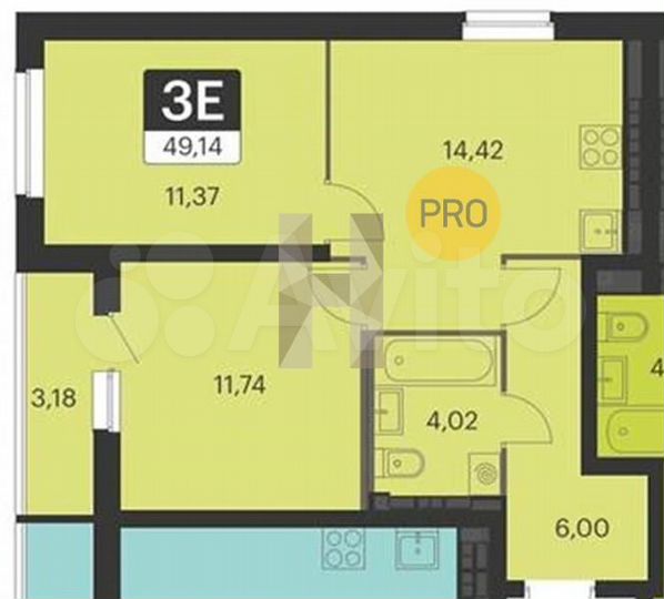 2-к. квартира, 49,1 м², 10/18 эт.