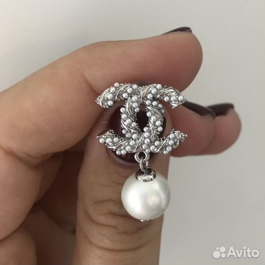 Серьги стиль Chanel с жемчугом