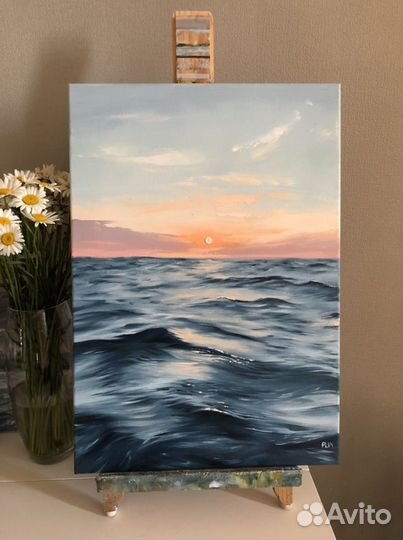 Картина маслом морской закат
