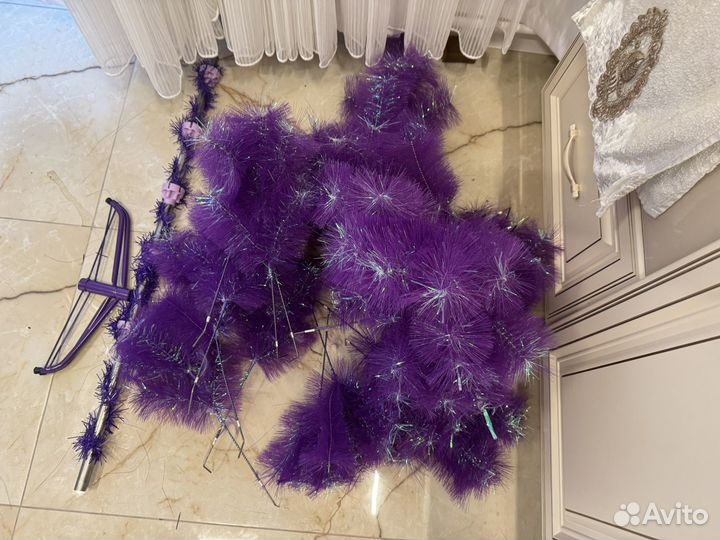 Елка искусственная 180 фиолетовая с игрушками