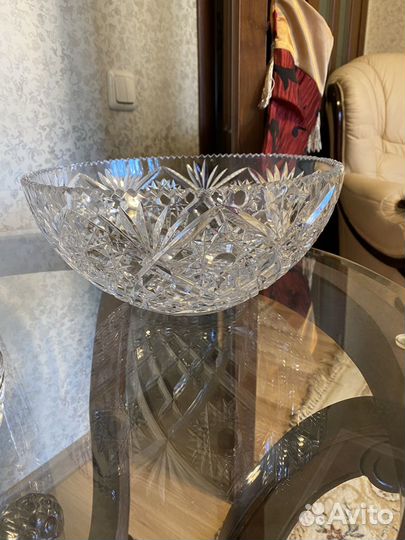 Ваза для фруктов хрустальная