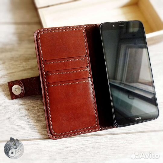 Чехол книжка для смартфона (натуральная кожа)