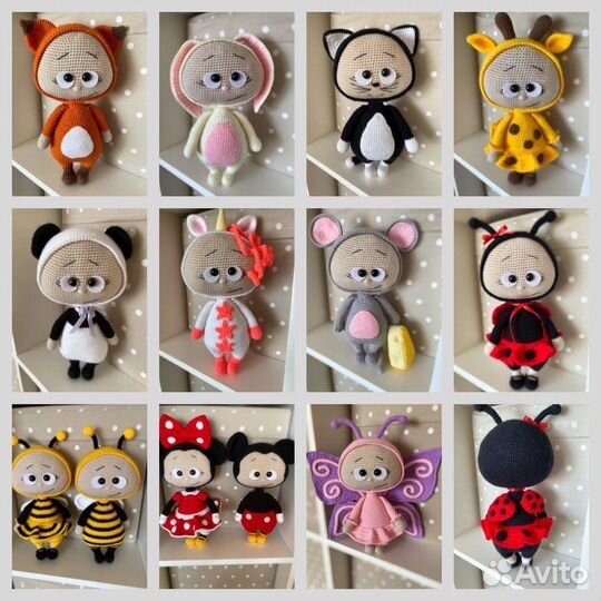 Вязаная игрушка Зайка Лиса Микки Пчела Жираф
