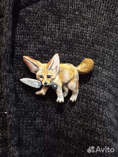 Брошь фенек ручной работы