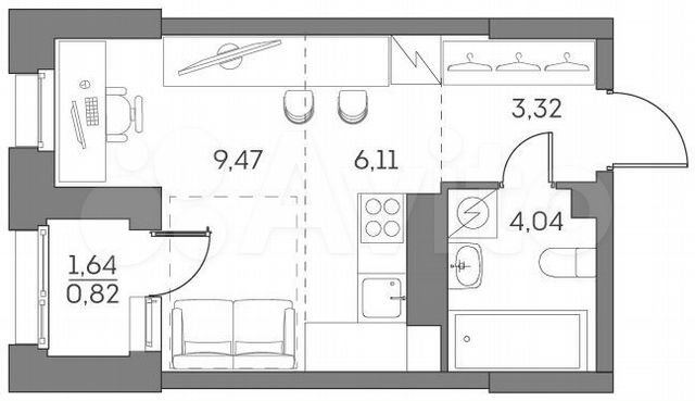 Квартира-студия, 22,9 м², 3/28 эт.