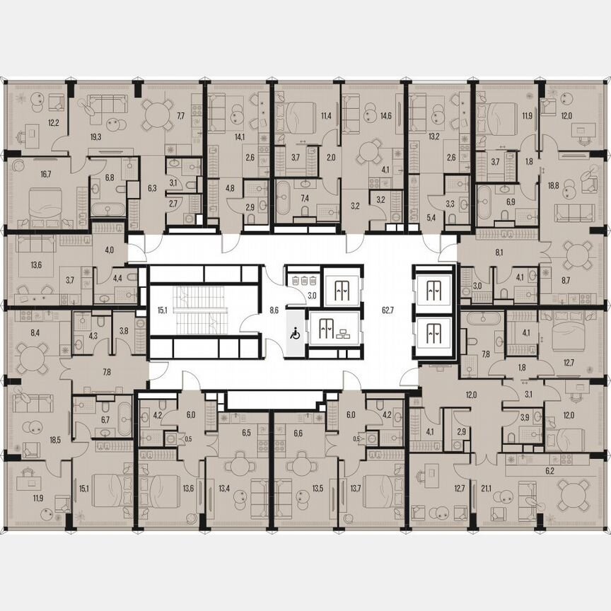 3-к. квартира, 74,8 м², 6/26 эт.