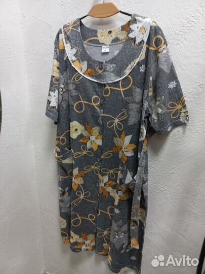 Халат женский на пуговицах, размеры 60-70, хлопок