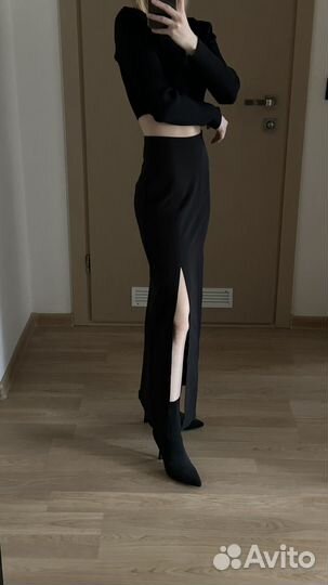 Юбка черная длинная в пол