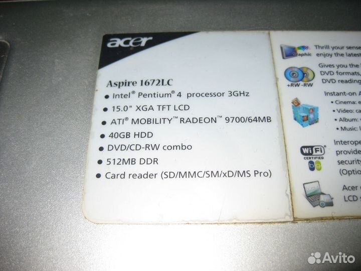 Acer aspire 1670 и системный блок