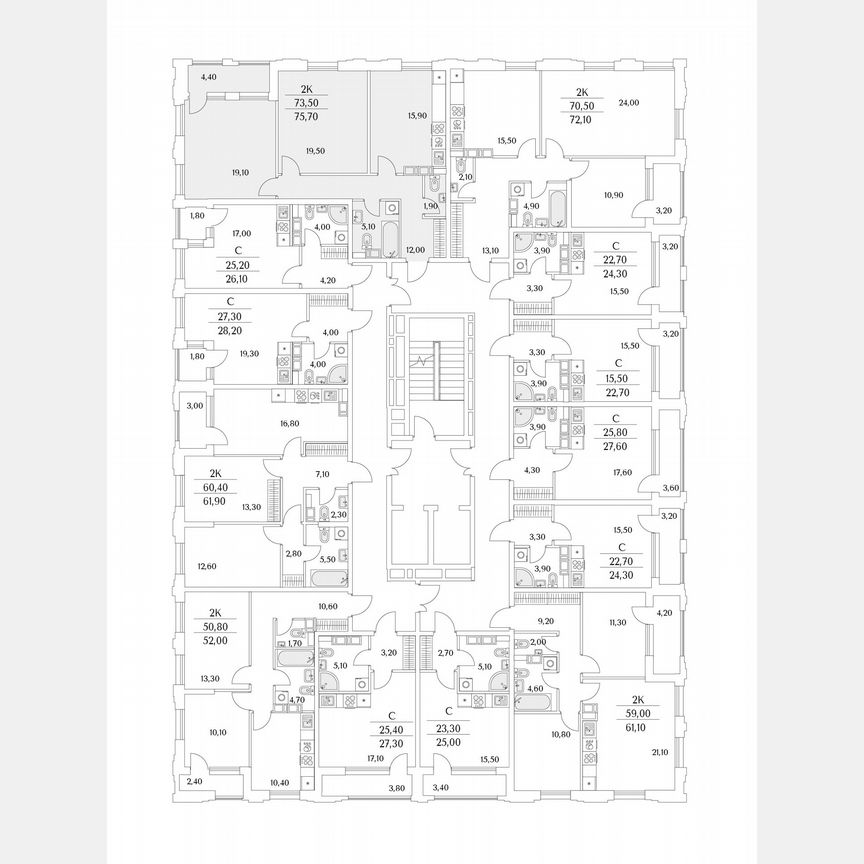 2-к. квартира, 75,7 м², 12/13 эт.