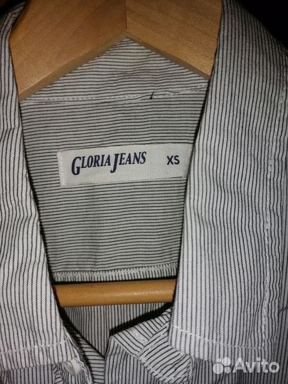 Рубашка р-р XS с коротким рукавом серая в мелкую п