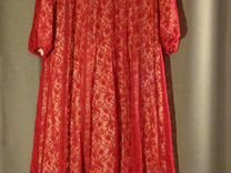 Красное вечернее гипюровое платье 48-50