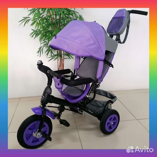 Новый велосипед-коляска с ручкой (на резине)