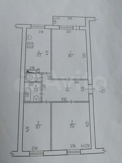 3-к. квартира, 70,1 м², 2/2 эт.