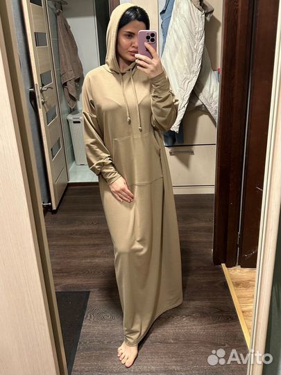 Платье худи длинное оверсайз