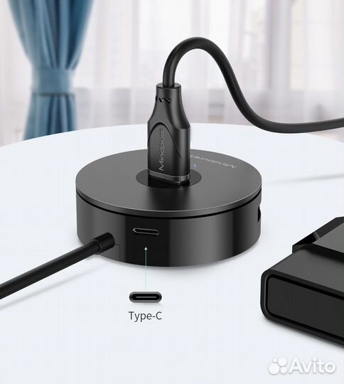 USB концентратор Хаб / Hub 4 USB + Type-C 1.5м