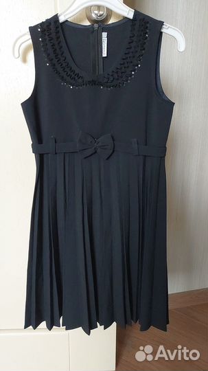 Темносиний школьный сарафан р. 128-134