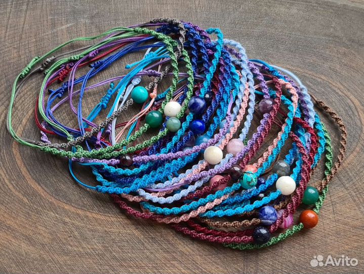 Браслеты-спирали с натуральными камнями мараме