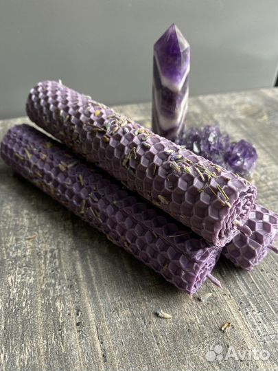 Свечи из вощины с лавандой натуральные