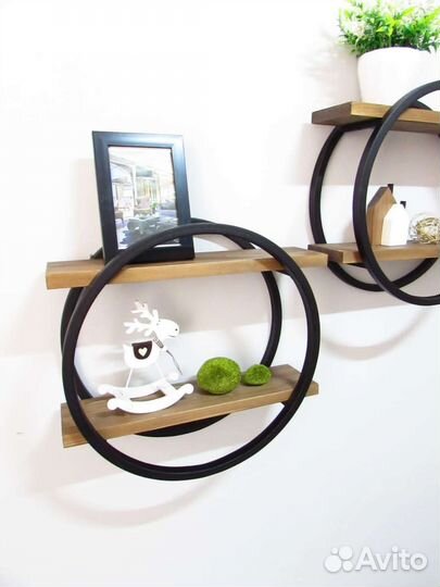Настенные круглые полки в стиле лофт