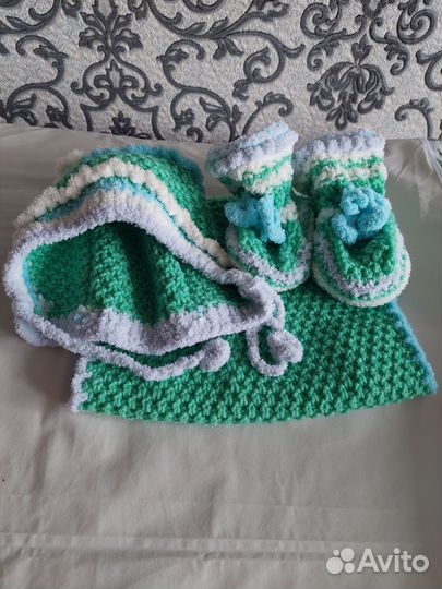 Комплект шапка, шарф, пинетки