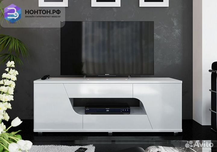 Тумба под тв Diamond 5 белый глянец