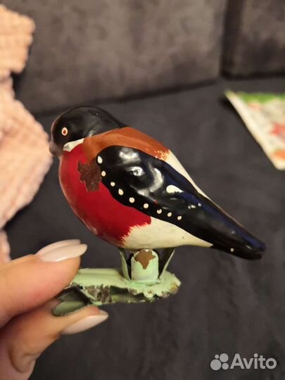 Снегирь на прищепке. редкая елочная игрушка СССР