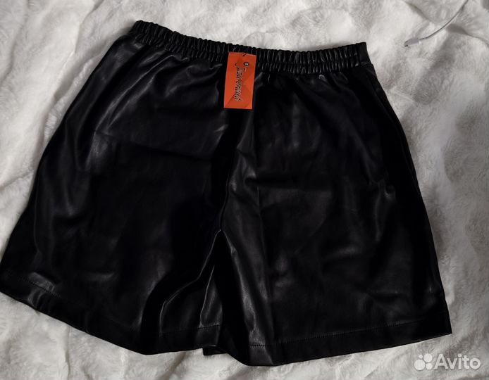 Юбка-шорты кожаная (кожзам/экокожа) 56 размер