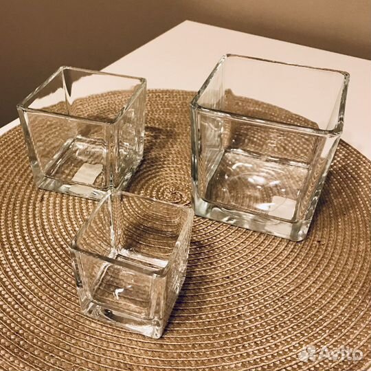 Набор Ваз из 3шт, вазы кубики 6,8,10см подсвечники