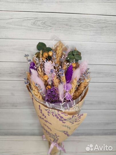 Мини букет из сухоцветов с лавандой на подарок