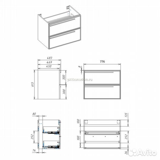 Тумба под раковину подвесная La Fenice Elba twin FNC-01-ELB-B-80-2, белая